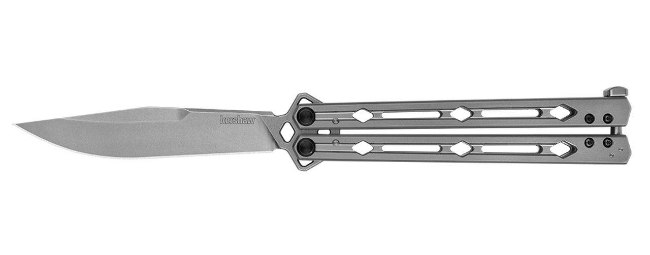 Kershaw 5150 Lucha Butterfly Knife - 4.6" Stonewash Finish 14C28N Sandvik Blade -Stainless Steel Handle
