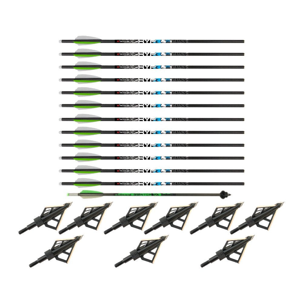 Killer Instinct Crossbows 12-Pack Hypr Lite 20-Inch Crossbow Bolts Bundle