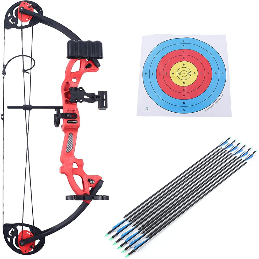 Aohuada Compound Bow Archery for Youth and Beginner, Junior Compound Bow and Arrow Archery Set Right Handed,19”-28” Draw Length,12-40 Lbs Draw Weight, with Bullseye Paper and 12Pcs Arrow
