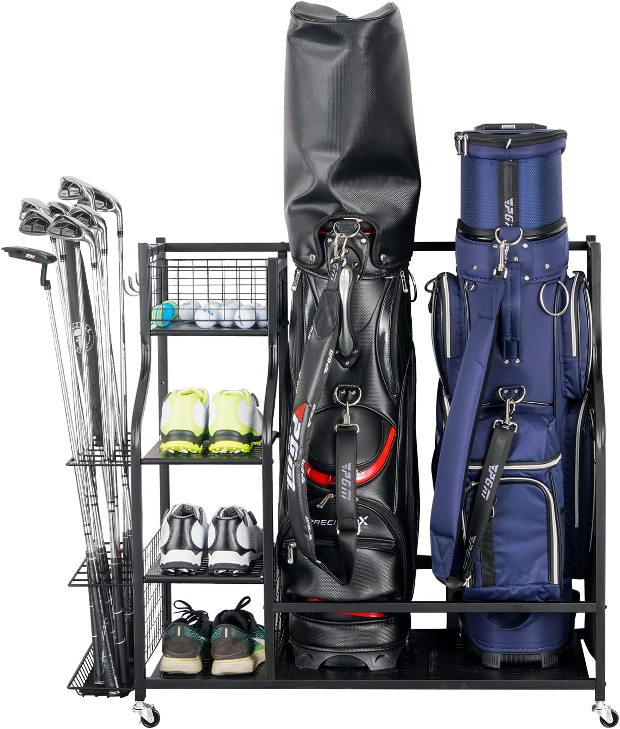Mythinglogic Golf Storage Garage Organizer, Golf Bag Storage Stand and Other Golfing Equipment Rack, Extra Storage Rack for Golf Clubs