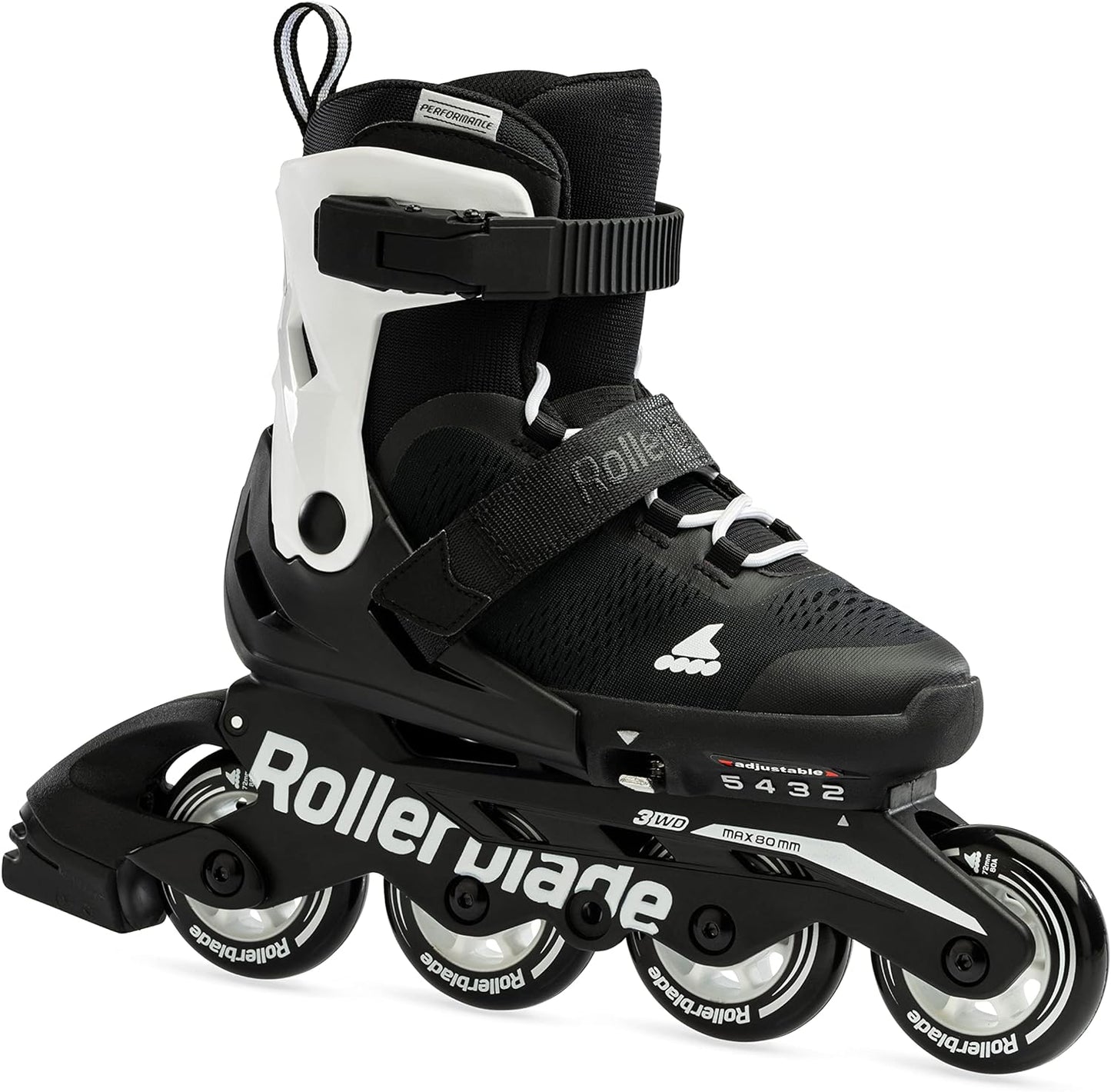 Microblade Kids Adjustable Fitness Inline Skate, Black/White
