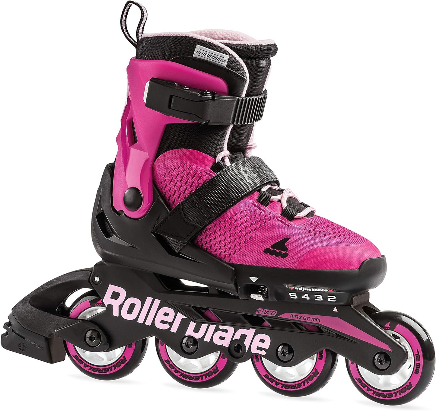 Rollerblade Microblade Girl's Adjustable Fitness Inline Skate, Pink and Bubble Gum, Junior, Youth Performance Inline Skates