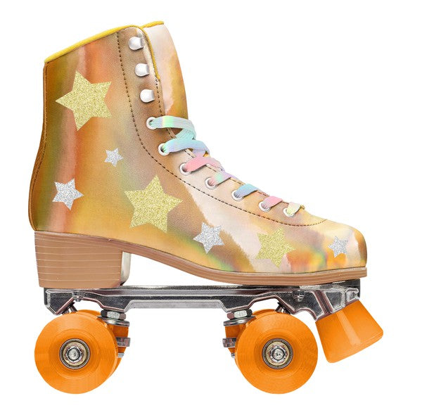 Gold Star Holographic Roller Skates - Gold