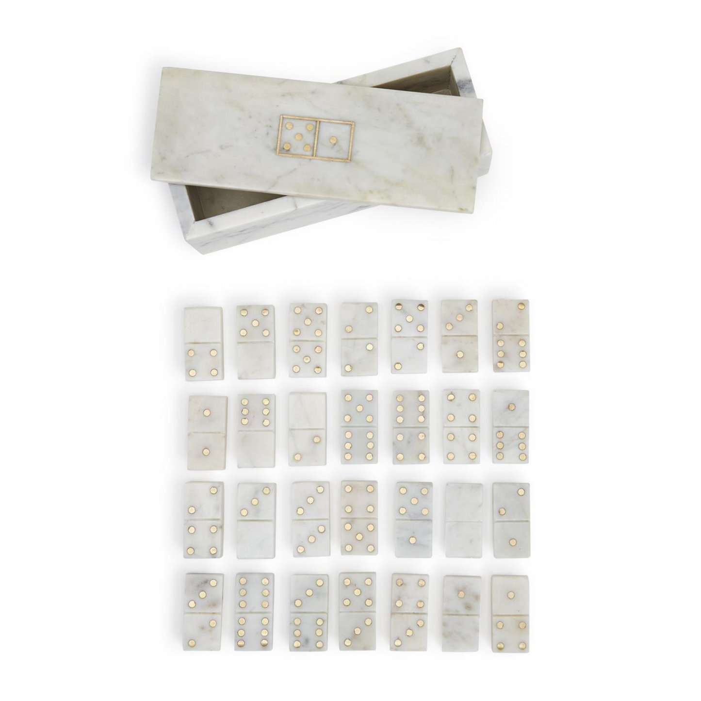 28 Pc. Blanc de Blanc Gold Dot Domino Set