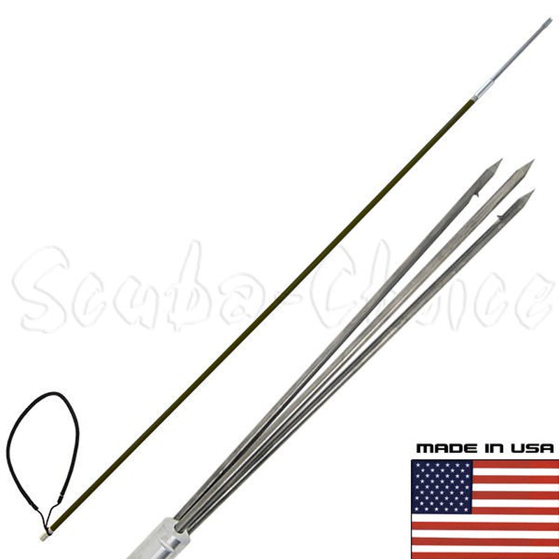 CARBON FIBER 5' One Piece Spearfishing Pole Spear W/ 3 Prong SS Paralyzer Tip