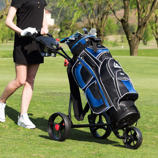 Heavy Duty Push / Pull Rolling Golf Bag Walking Caddy Cart