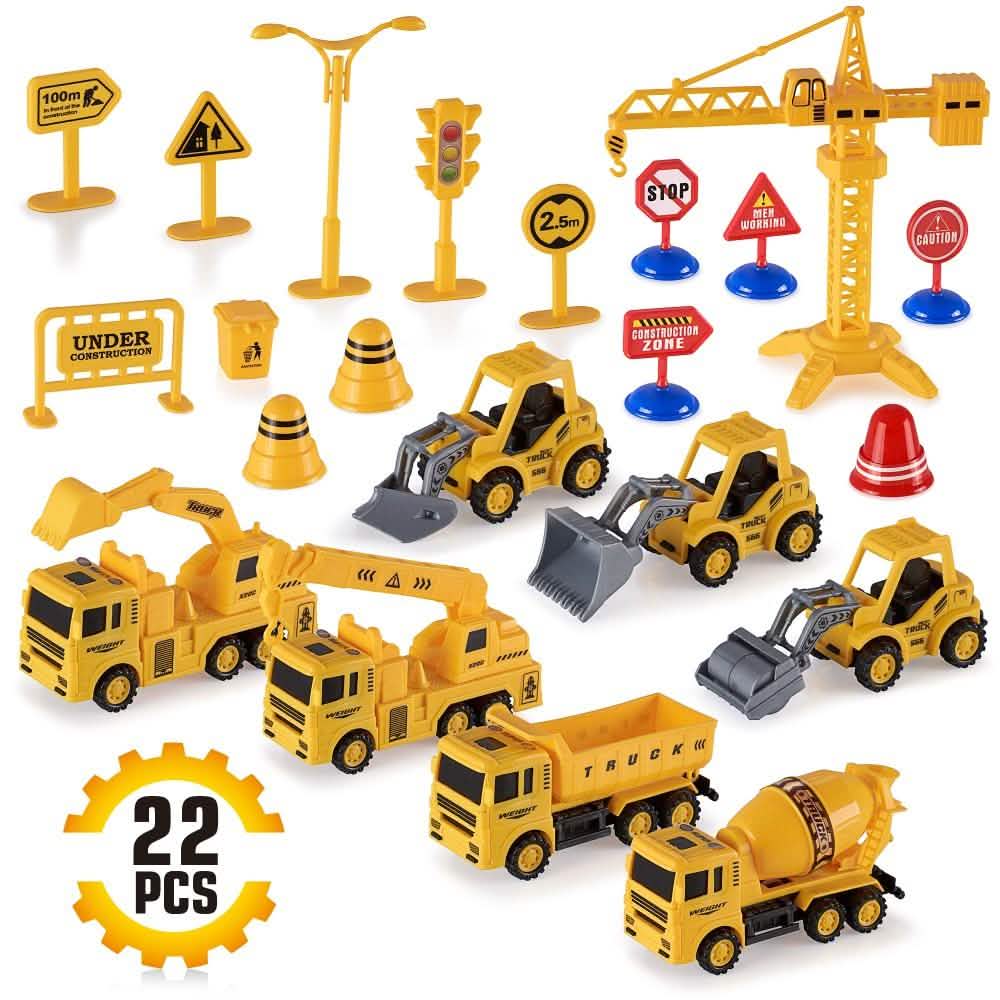 22-Piece: Construction Trucks Toy Set Toys for Kids