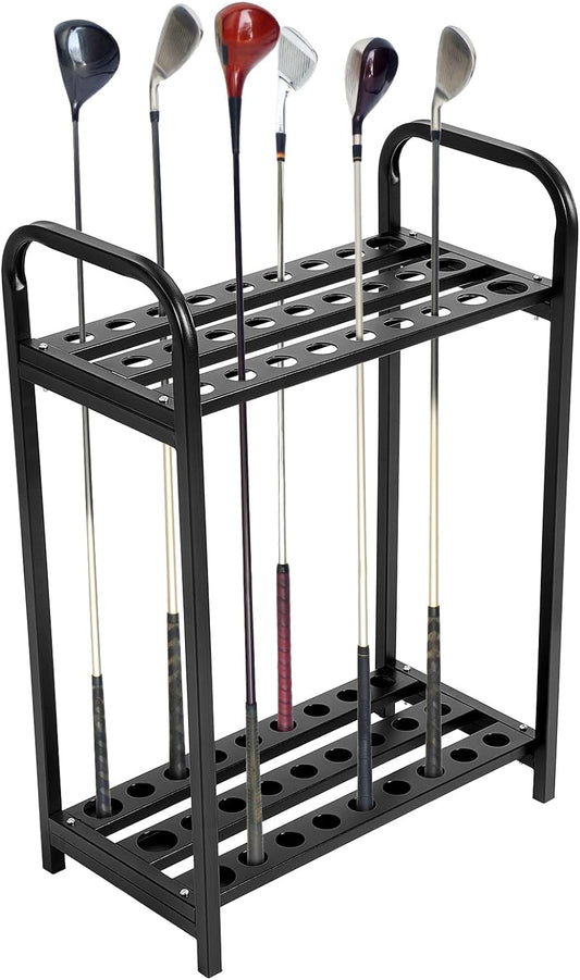 27 Hole Golf Club Holder Metal Golf Club Organizer Golf Club Stand Golf Rack Putter Stand Golf Club Display for Golf Club Indoor Outdoor， Black