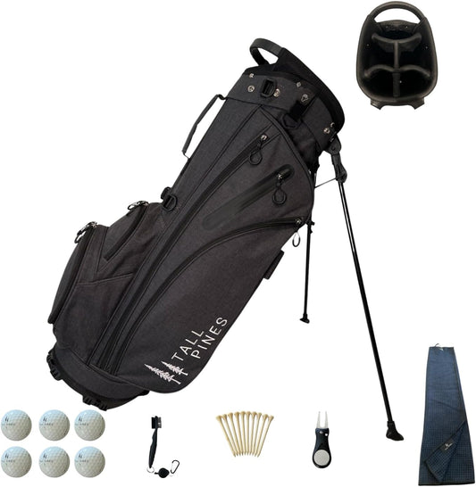 Golf Premium Canvas Hybrid Cart/Carry Stand Bag with Golf Accessories Bundle