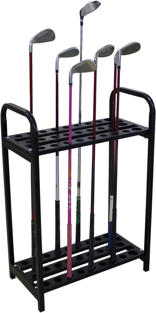 KOFULL Golf Putter Stand, Golf Club Holder, Putter Rack Display Rack Indoor Outdoor, Golf Club Racks for Garage Storage | Easy to Assemble - Holds 27 Clubs