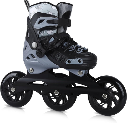 Inline Skates, 3 Wheels 100mm | 4 Sizes Adjustable Inline Speed Skates for Kids, Boys, Girls, Teens - Professional Outdoor Fitness Performance Inline Skates