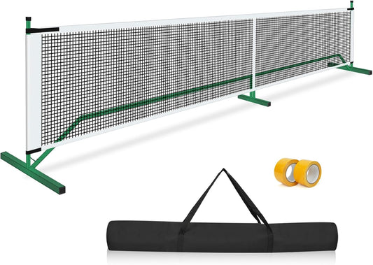 Portable Pickleball Net System, Designed for All Weather Conditions with Steady Metal Frame and Strong PE Net, Regulation Size Net with Carrying Bag and Court Marker Tapes.