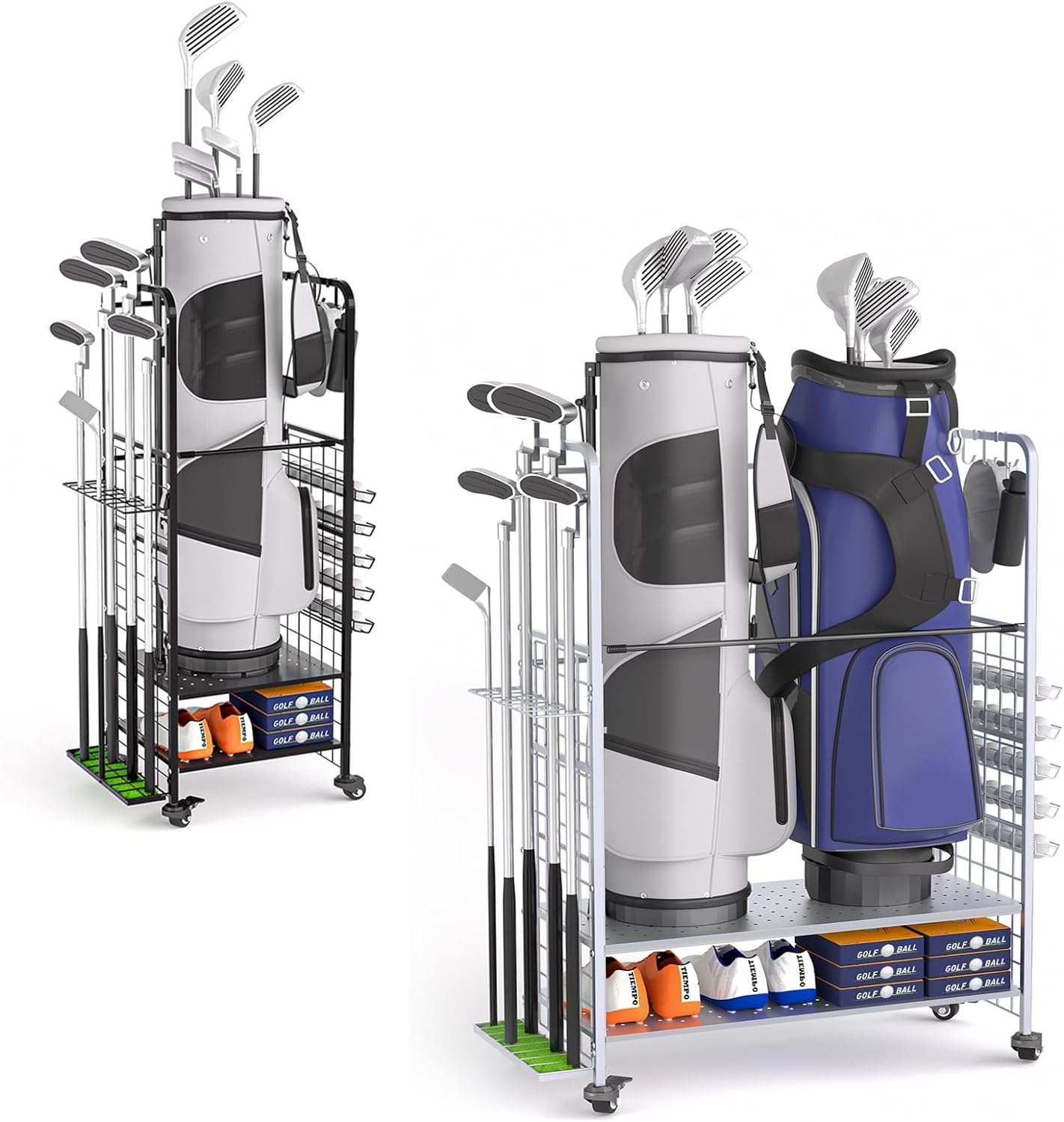 Single Bag Golf Storage Organizer (Black)+2 Bags Golf Storage Organizer (Grey)