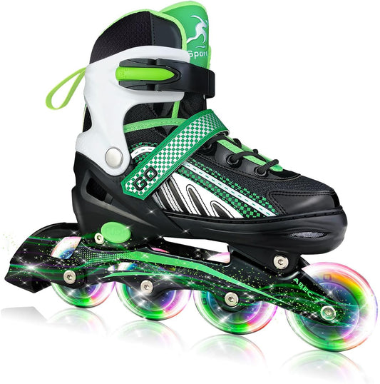 Inline Roller Skates for Boys, Girls Inline Skates Adjustable, Inline Skates for Kids Ages 6-12, with Light Up Wheels