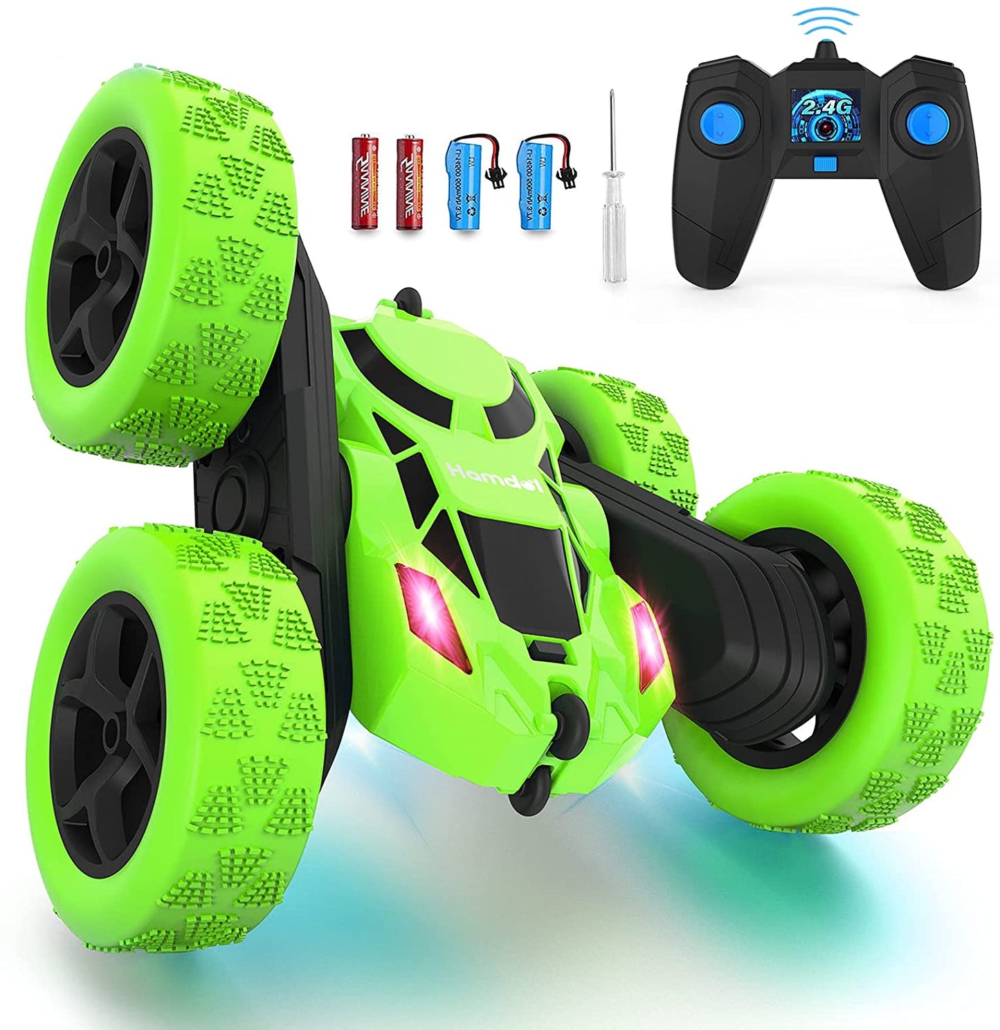 Hamdol Remote Control Car Double Sided 360°Rotating 4WD RC Cars with Headlights 2.4GHz Electric Race Stunt Toy Car Rechargeable Toy Cars for Boys Girls Birthday