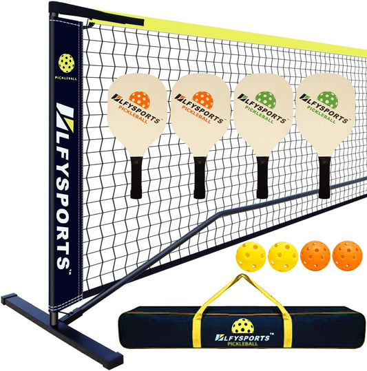 Pickleball Set with Net, Portable Indoor and Outdoor Pickleball Net Set, Stable Pickleball Nets with Square Tube, Pickleball Net for Driveway Easy Assembly