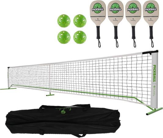 Pickleball Net Set 22FT x 36inch Portable Pickleball Net System with 4 Paddles & 4 Pickleballs and Carrying Bag Suitable for Beginners and Professional Players