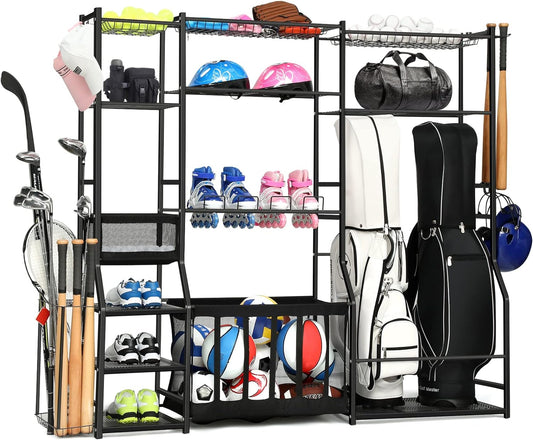 6.3FT Golf Bag Storage Garage Organizer,2 Golf bag storage racks and other sports equipment organizer, Extra Large Storage Rack for Garage,Holds golf clubs,balls and miscellaneous items
