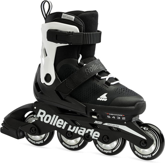 Microblade Kids Adjustable Fitness Inline Skate, Black/White