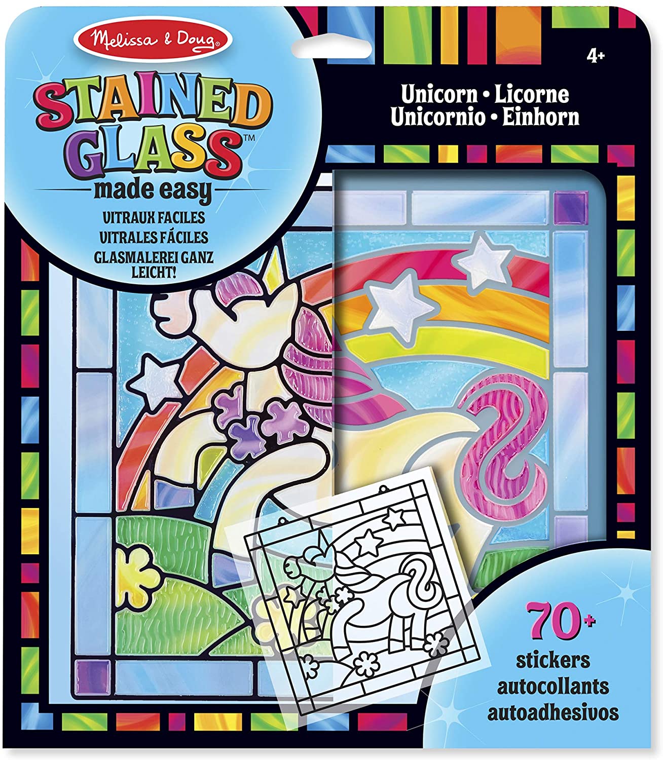 Melissa and Doug Stained Glass Made Easy Activity Kit, Arts and Crafts, Develops Problem Solving Skills, Unicorn, 70+ Stickers