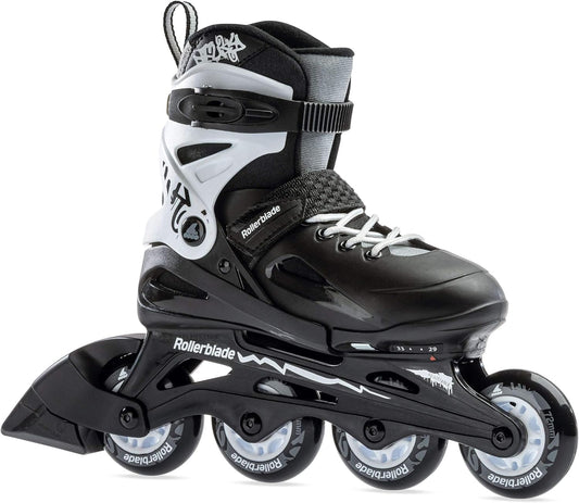 Rollerblade Fury Boy's Adjustable Fitness Inline Skate,Black and White, Junior, Youth Performance Inline Skates