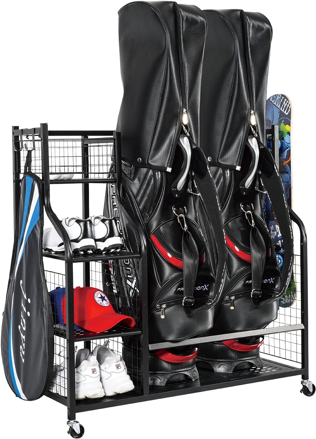 PLKOW Golf Bag Storage Garage Organizer, Extra Large Size Golf Bag Storage Stand and Golf Equipment Rack for Garage,Shed, Basement