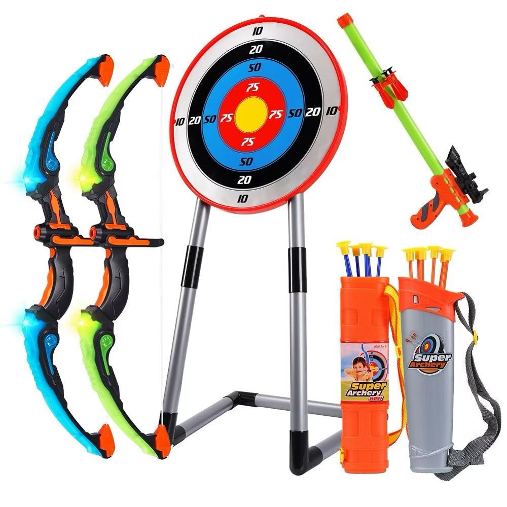 Shininglove Bow and Arrow Set Kids Archery Set with 2 LED Light up Bows Outdoor Toys for Boys Girls 6-12 Years
