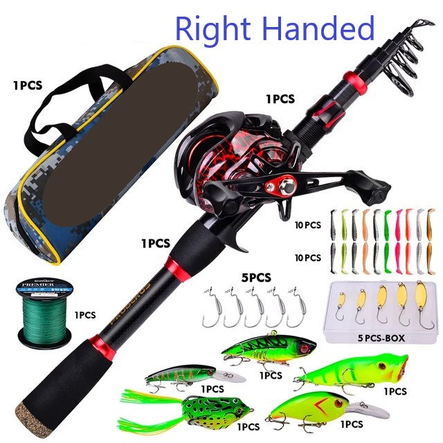 Baitcasting Fishing Rod & Reel Combo Set With Bag and Full Tackle Kit