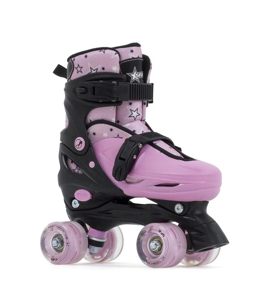 SFR Nebula Lights Kids Adjustable Roller Skates - Pink w Light Up Wheels