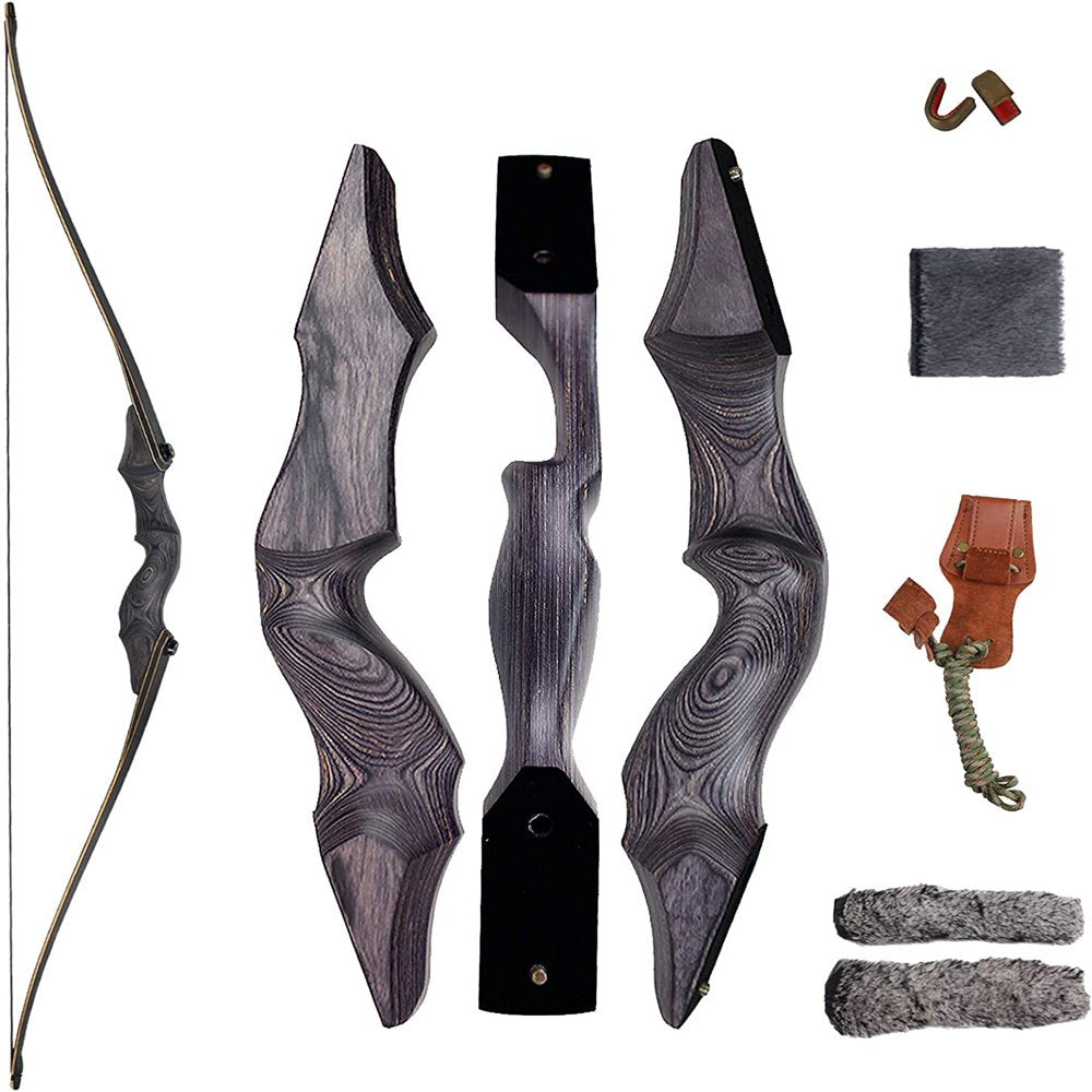 Sinoart 60" Takedown Longbow Archery Wooden Archery Bow Included Fur Rest Pad Stringer Tool Tab String Nocks Right and Left Hand for Hunting