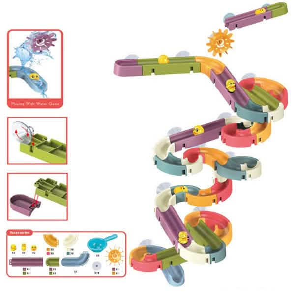 Baby Bath Toys DIY Marble Race Run Assembling Track Toys & Games 66-Pieces - DailySale