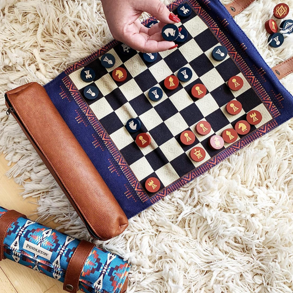 Pendleton Chess & Checkers Set: Travel-ready Roll-up Game