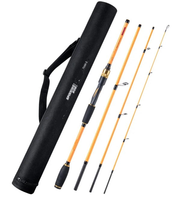 Carbon Fiber Spinning Baitcasting Lure Rod orange