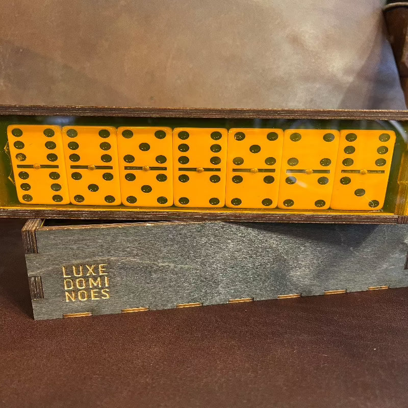 Luxe Dominoes El Woody Double 6 Domino Set - Neon Orange