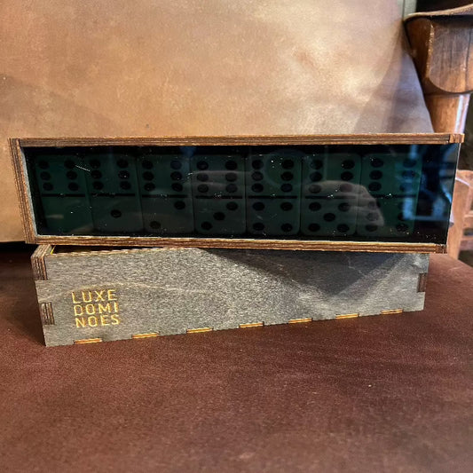 Luxe Dominoes El Woody Double 6 Set - Green Acrylic