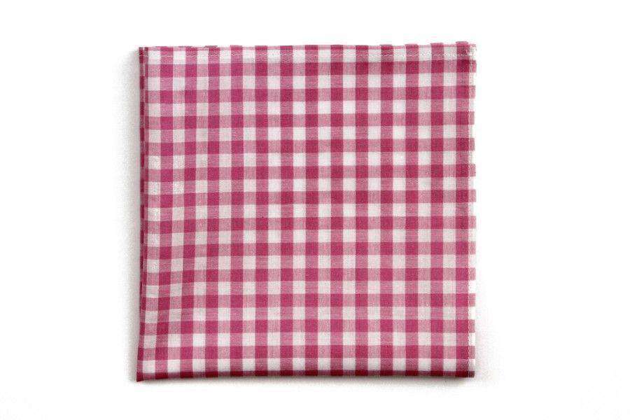 Deep Pink Check Pocket Square by High Cotton - Country Club Prep
