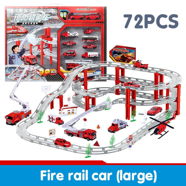 Diy Alloy Electric City Plane, Rc Police, Engineering Car, Rail Car Toy Set Educational Boy Slotcar Track Car Birthday